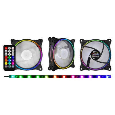 Kit De Cooler K-mex Aapa Ritmicos ARGB 3 Peças 120mm Controle Remoto Sem Fita U Unica Unica