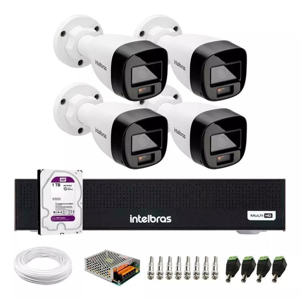 Kit Intelbras 4 Vhd 1120b Full Color Dvr 1008c 8ch C/hd 1TB