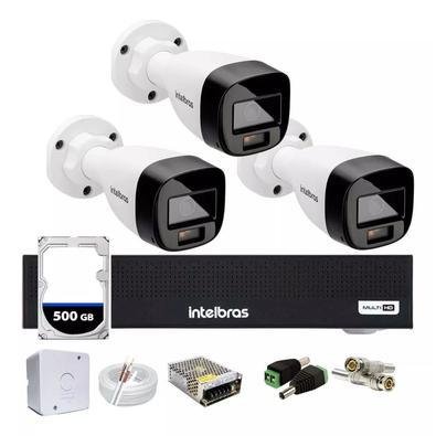 Kit Intelbras 3 Vhd 1120b Full Color, Dvr Mhdx 1004,c/500gb
