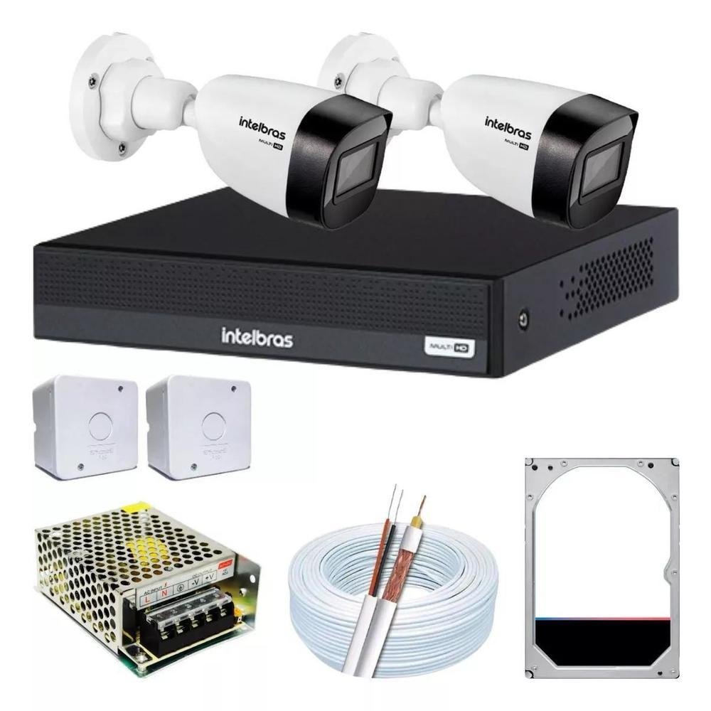 Kit Intelbras 3 Cameras Vhd 1120b Full Color, Dvr Mhdx 1004,c/ Hd 500gb.