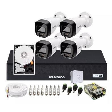 Kit 4 Cameras Intelbras 1120 Full Color, Colorido Noite E Dia, Dvr 4 Canais C/ Hd