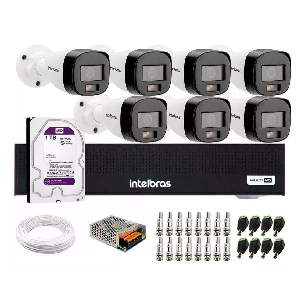 Imagem 1 de 5 do produto Kit Intelbras 7 Cameras  Vhd 1120b Full Color Dvr 3008c C/hd 1TB