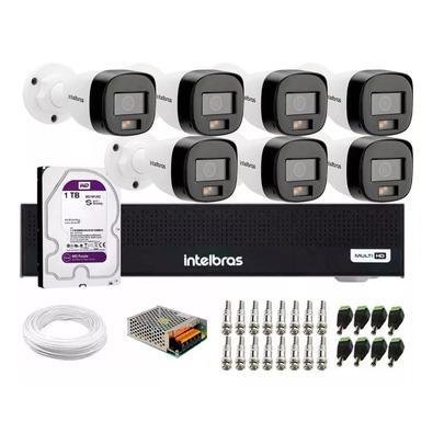 Kit Intelbras 7 Cameras Vhd 1120b Full Color Dvr 3008c C/hd 1TB