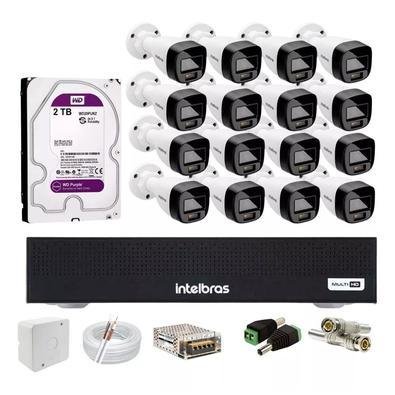 Kit Intelbras 16 Câmeras Full Color Vhd 1120b, Dvr Mhdx 1016, Hd 2TB