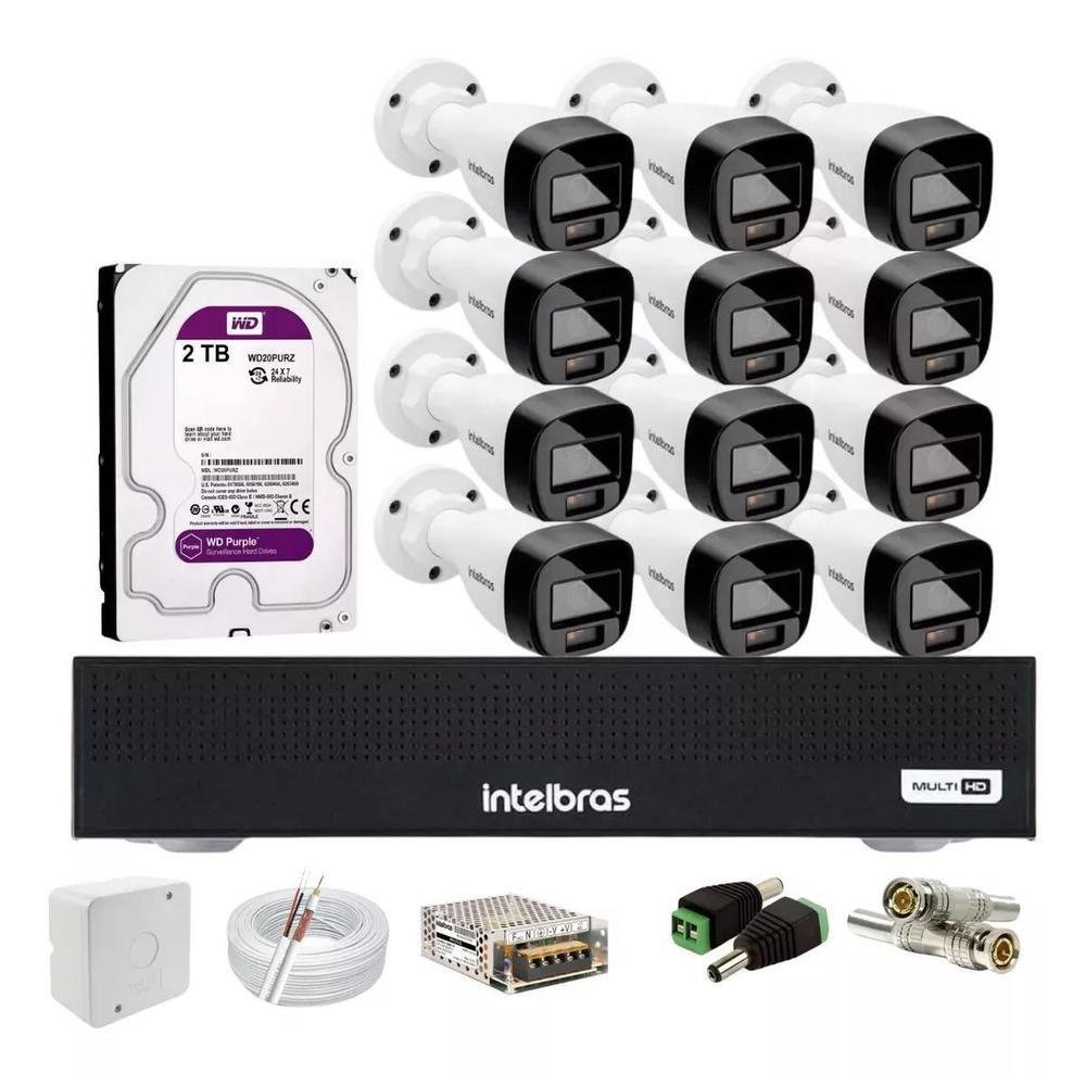Kit Intelbras 12 Cameras Full Color Vhd 1120b,dvr 16 Mhdx 1016 C/ Hd 2TB Kit Intelbras 12 Cameras Full Color Vhd 1120b,dvr 16 Mhdx 1016 C/ Hd 2TB