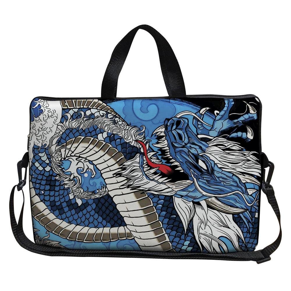 Case Capa Maleta Premium Para Notebook Laptop De 17 E 17,3 Com Alça De Mão Alça De Ombro E Zíper Lateral - Dragão Aqua