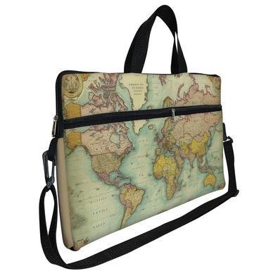 Case Capa Maleta Premium Para Notebook Laptop De 17 E 17,3 Com Alça De Mão Alça De Ombro E Zíper Lateral - Mapa Novo