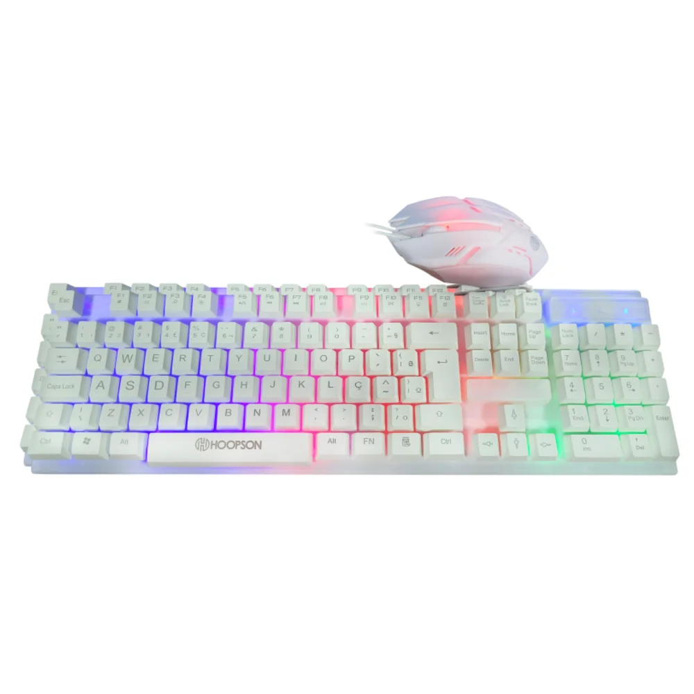 Imagem 2 de 5 do produto Kit Teclado E Mouse Gamer Hoopson Tpc-096kb, RGB LED, Anti-Ghosting, USB, Branco