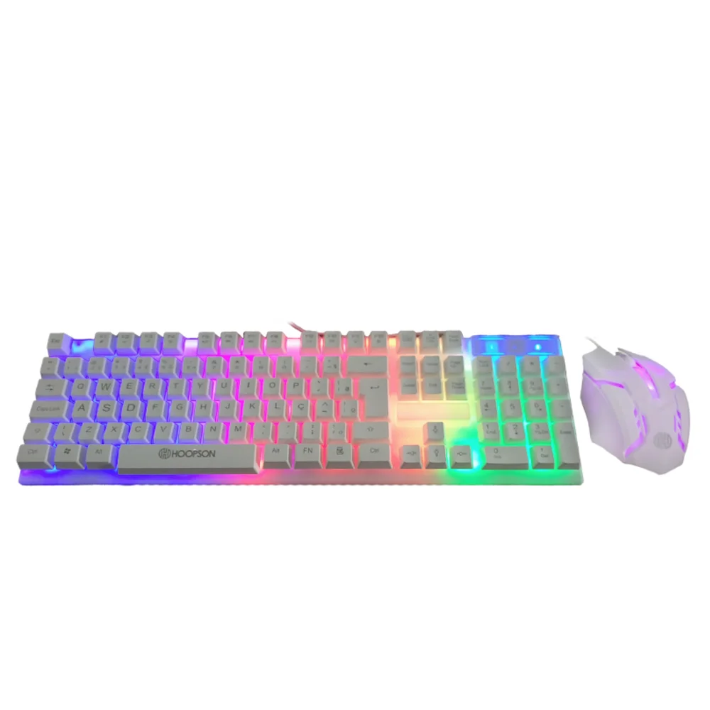Imagem 5 de 5 do produto Kit Teclado E Mouse Gamer Hoopson Tpc-096kb, RGB LED, Anti-Ghosting, USB, Branco