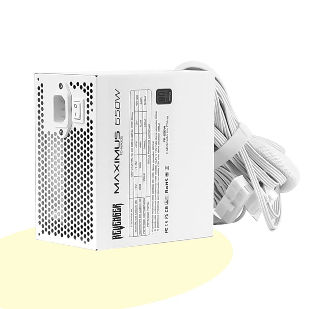 Imagem 3 de 5 do produto Fonte Atx Alimentação 650w RGB Silencioso 80 Plus Bronze Pfc