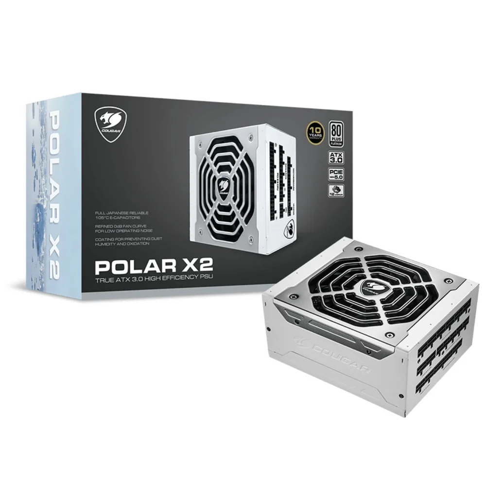 Fonte De Alimentacao, Modelo Polar X2 1050 - Full Modular 80 Plus Platinum - 10 Anos Garantia - Ean.4710483775413