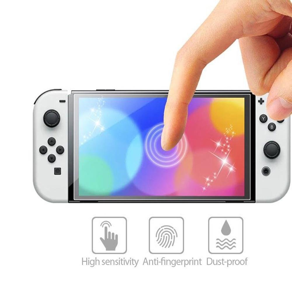Kit 2 Peliculas De Vidro Temperado Resistente 0,3 Mm 9h Proteção Para Tela Visor Nintendo Switch OLED