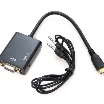 Conversor Mini HDMI Macho X Vga Fêmea C/ Audio P2