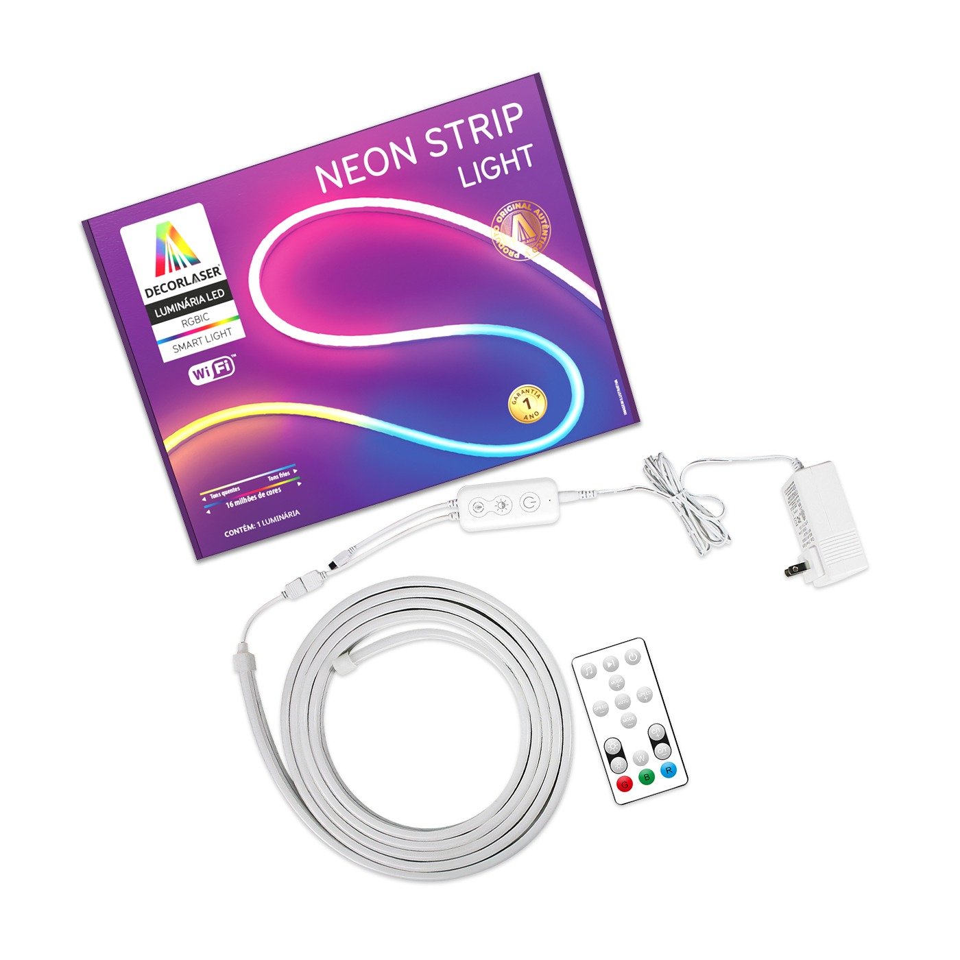 Fita Led Neon RGBIC  Flexível inteligente com Alexa e Ok Google Wifi + App Tuya Smart