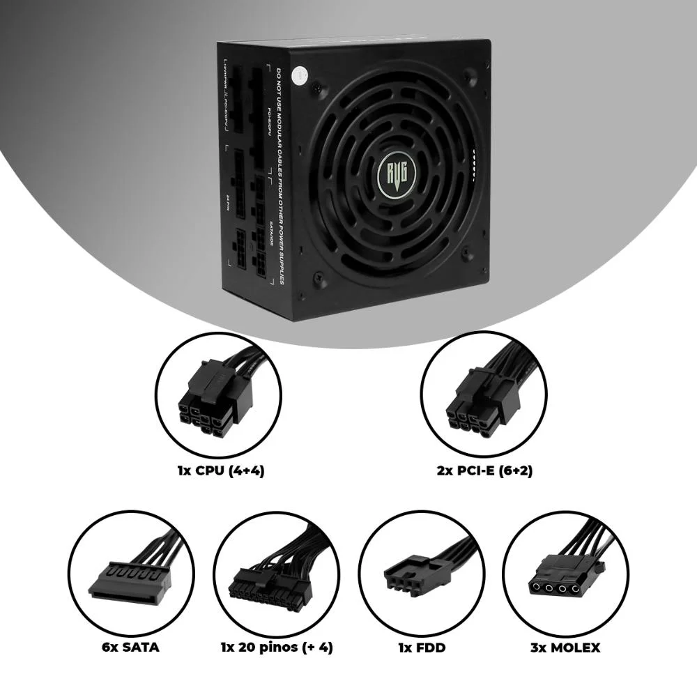 Imagem 4 de 5 do produto Fonte De Alimentação Atx 650w 80 Plus Gold Modular Pfc Ativo Power Supply