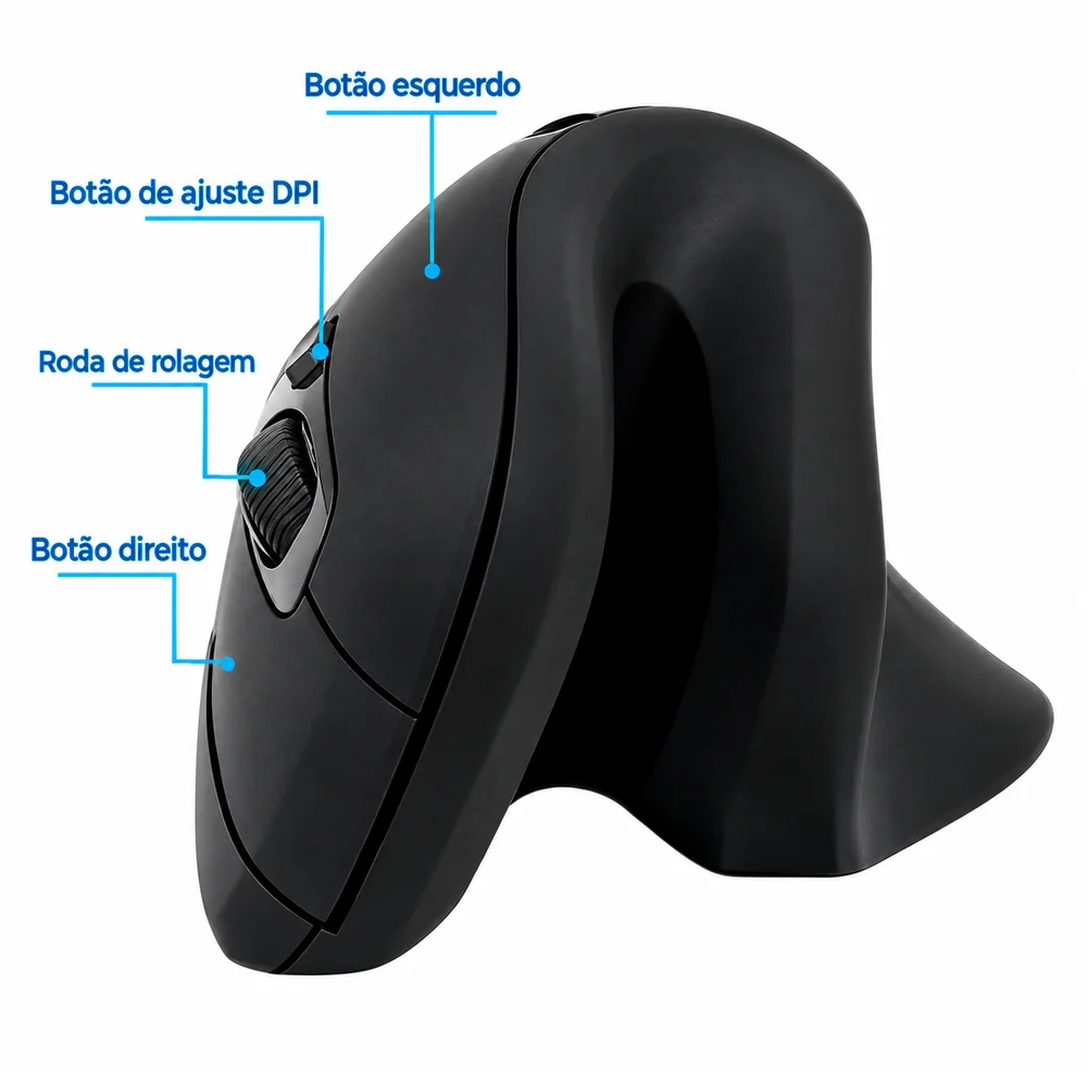 Imagem 4 de 5 do produto Mouse Optico Vertical Sem Fio Modelo Luva