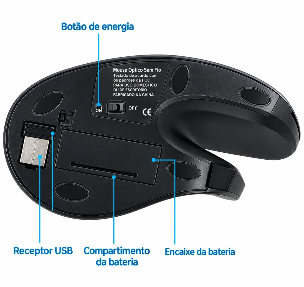 Imagem 5 de 5 do produto Mouse Optico Vertical Sem Fio Modelo Luva