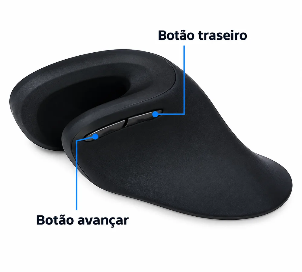 Imagem 2 de 5 do produto Mouse Óptico Vertical Mão Direita Bluetooth Com Bateria Recarregavel