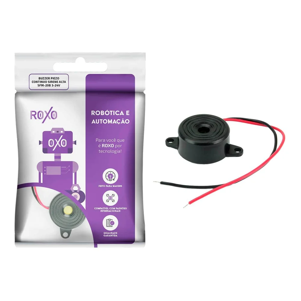 Imagem 2 de 2 do produto Buzzer Piezo Continuo Sirene Alta Sfm-20b 3-24v