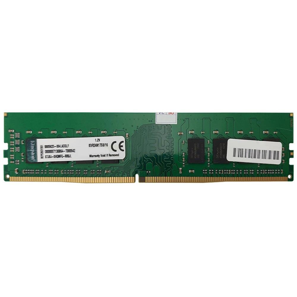 Memória 16gb Kingston, Ddr4, 2400mhz, Cl17 - Kvr24n17s8/16 Memória 16gb Kingston, Ddr4, 2400mhz, Cl17 - Kvr24n17s8/16