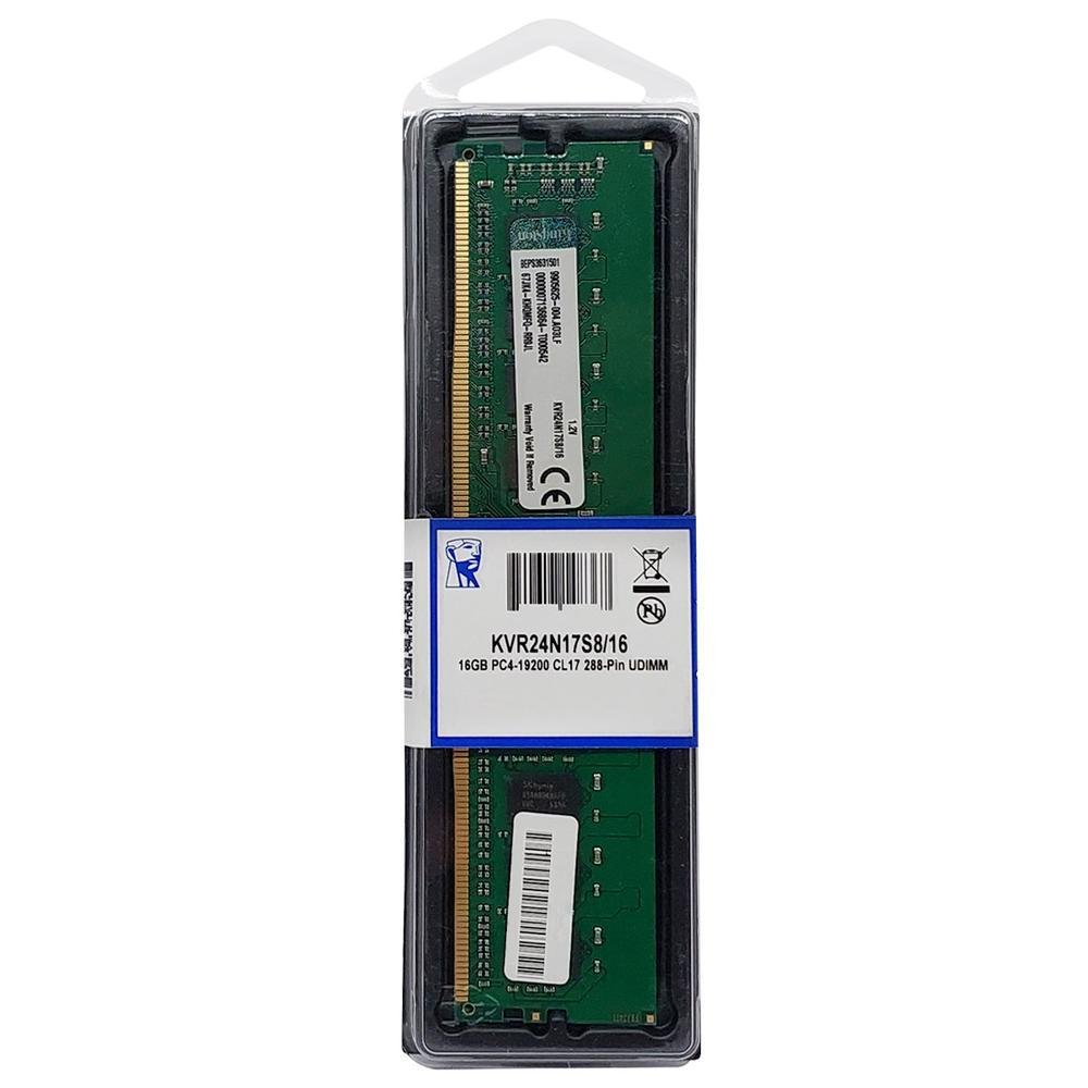 Memória 16gb Kingston, Ddr4, 2400mhz, Cl17 - Kvr24n17s8/16 Memória 16gb Kingston, Ddr4, 2400mhz, Cl17 - Kvr24n17s8/16