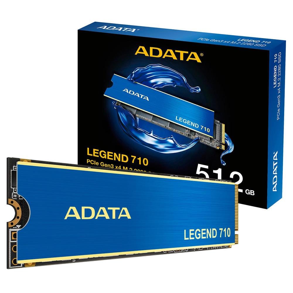SSD 512gb Adata Legend 710, M.2 2280 PCie 3.0 Nvme, Leitura/gravação 2400/1600mb/s - Aleg-710-512gcs