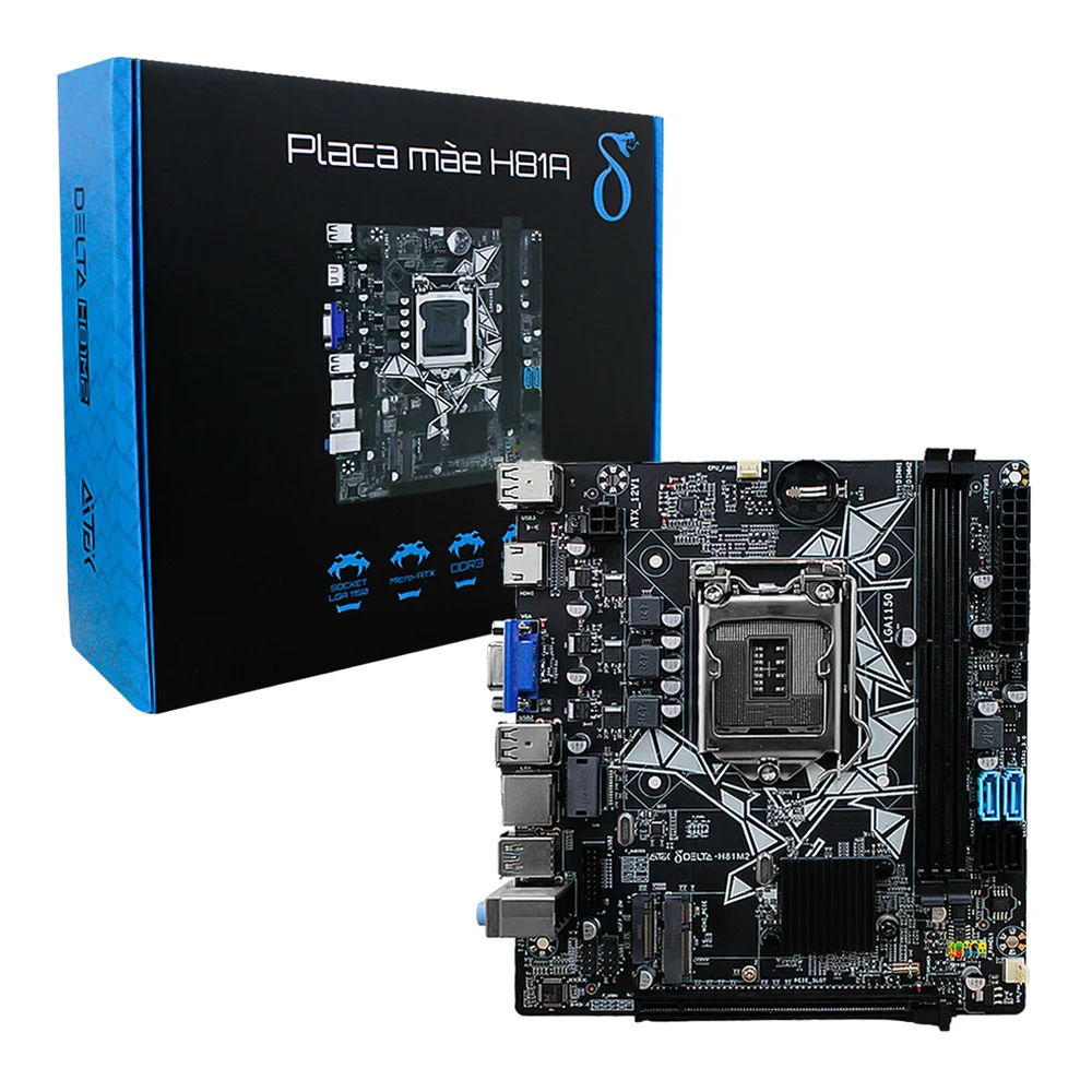 Placa Mãe H81a, Micro ATX, DDR3, LGA 1150, Intel Audio Integrado, 16GB 4