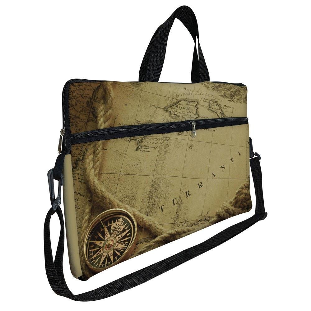Case Capa Maleta Premium Para Notebook Laptop De 17 E 17,3 Com Alça De Mão Alça De Ombro E Zíper Lateral - Mapa Antigo Case Capa Maleta Premium Para Notebook Laptop De 17 E 17,3 Com Alça De Mão Alça De Ombro E Zíper Lateral - Mapa Antigo