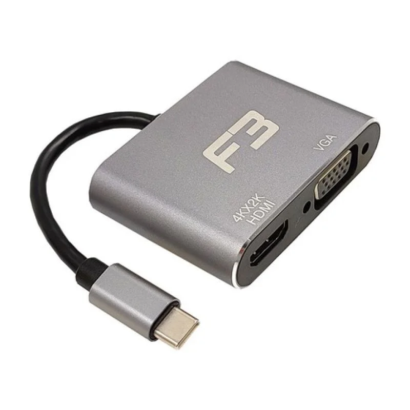Imagem 4 de 5 do produto Cabo Adaptador 2 Em 1 Usb-c 3.1 Type-c Para HDMI 4k E Vga Jc-tyc-hdmivga F3