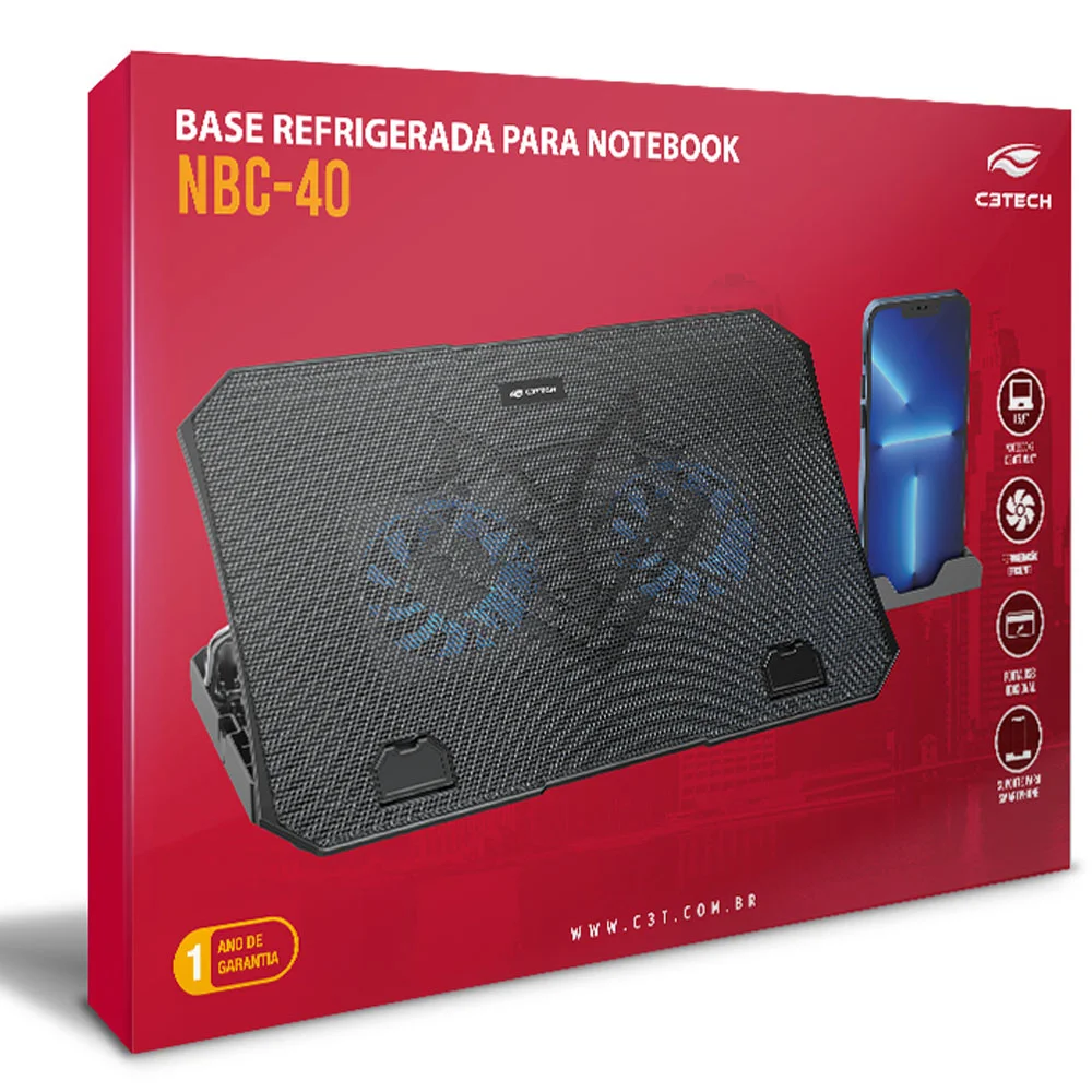 Imagem 3 de 5 do produto Base Para Notebook 15,6pol Nbc-40bk C3Tech