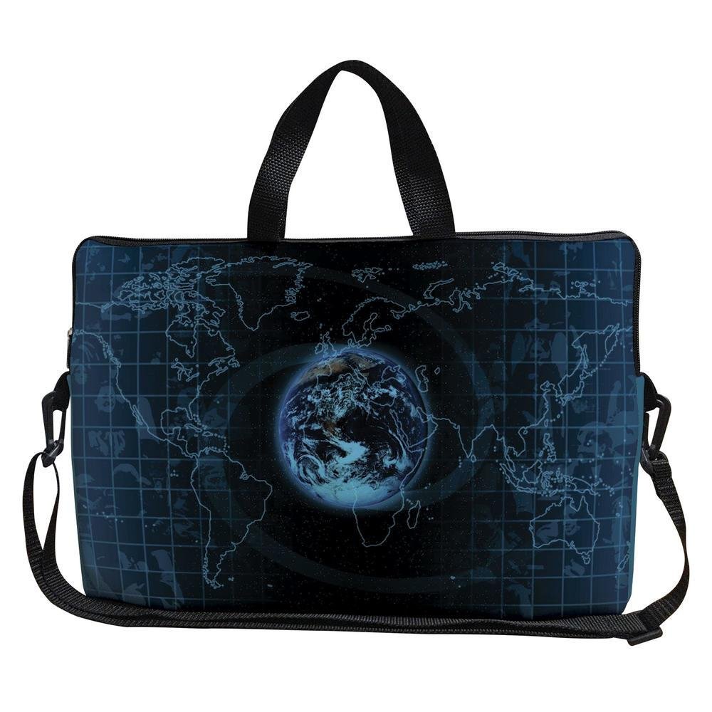Case Capa Maleta Premium Para Notebook Laptop De 15,6 Com Alça De Mão Alça De Ombro E Zíper Lateral - Mapa Azul