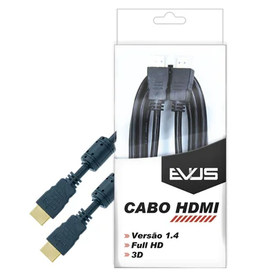 Cabo HDMI Evus, Com Blister 3.0m Versão 1.4, 3d, Ouro, Macho X Macho, Filtros Preto Modelo C-0