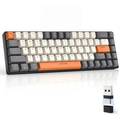 Teclado Mecanico K68 Mini Teclado Mecânico Formato 60% Sem Fio, Teclas Removíveis, Bluetooth1,bluetooth 2, 2.4g