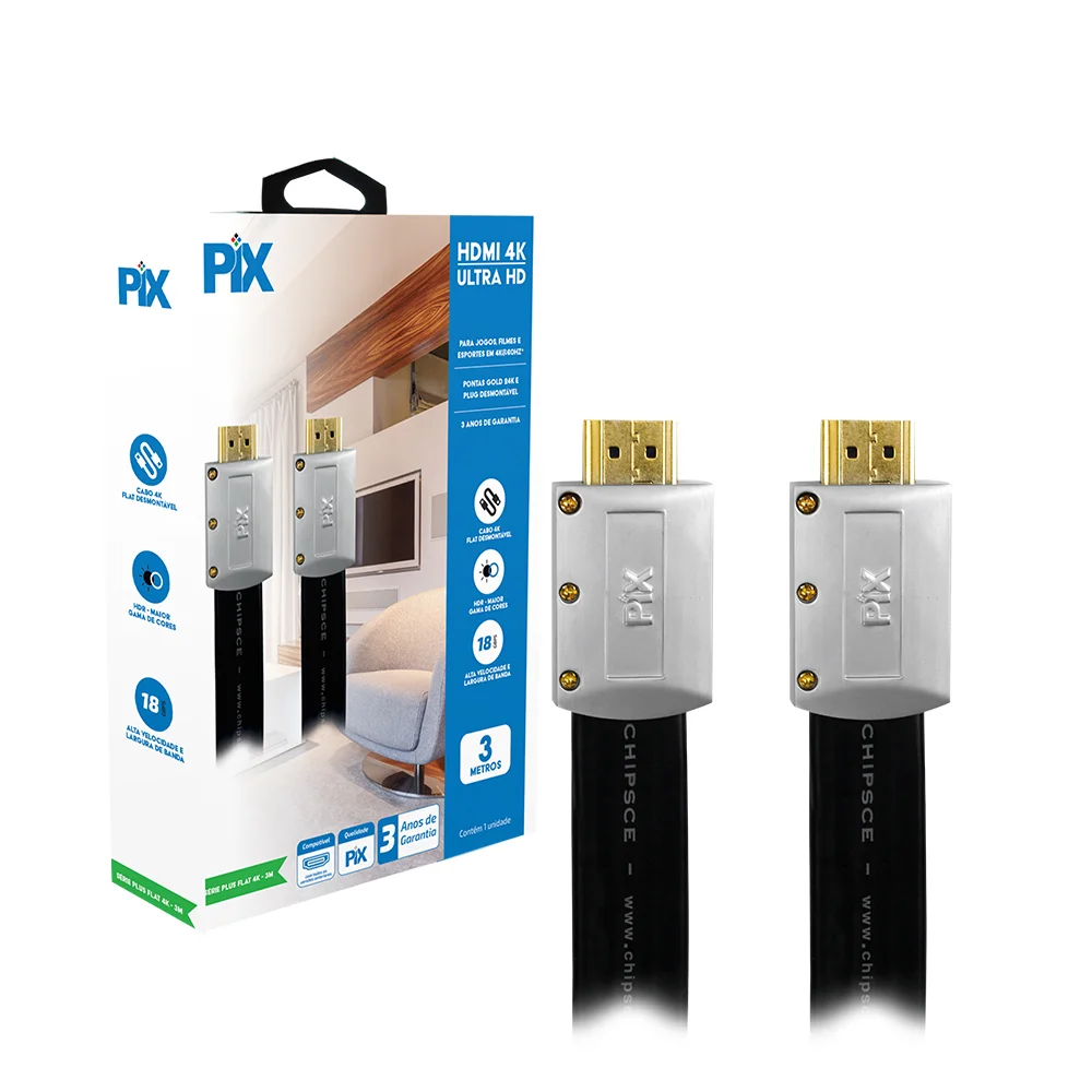 Imagem 5 de 5 do produto Cabo HDMI 3m 2.0 4k Ultrahd 3d 2160p Desmontável Conduíte