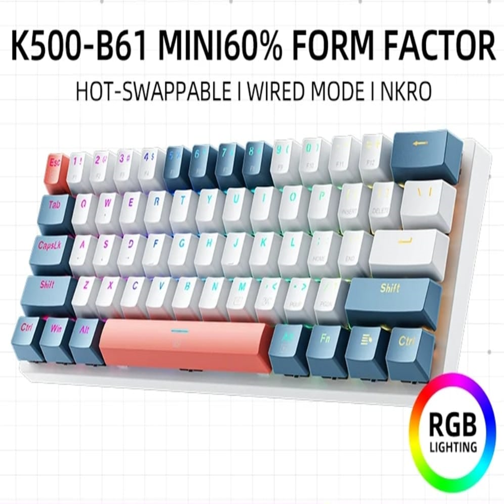 Imagem 2 de 5 do produto Teclado Mecanico K500-61 Mini Teclado Mecânico  Com Fio
