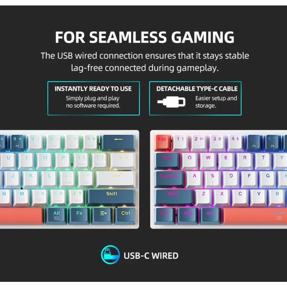 Imagem 3 de 5 do produto Teclado Mecanico K500-61 Mini Teclado Mecânico  Com Fio