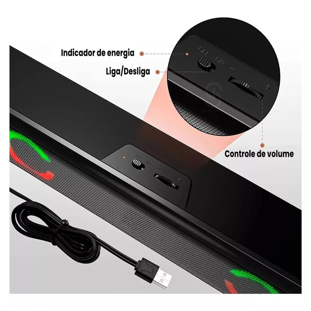 Caixa De Som Soundbar Psb P2 Tv Gamer Subwoofer Cel Led Pc 8