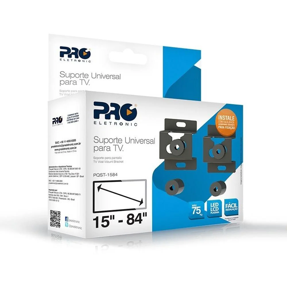 Imagem 5 de 5 do produto Suporte para Tv Fixo Proeletronic Lcd e Led de 15 a 84 Polegadas