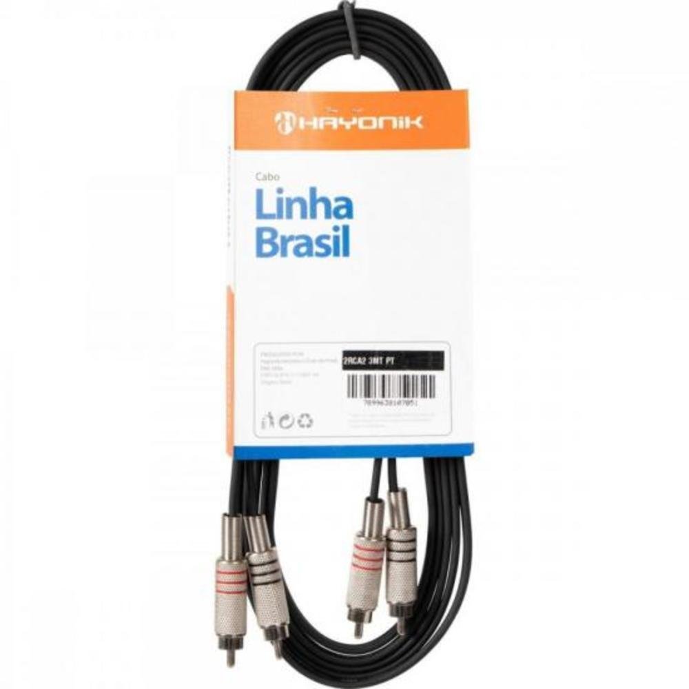 Imagem 3 de 3 do produto Cabo De Áudio Hayonik, Linha Brasil, 5M - 2rca2