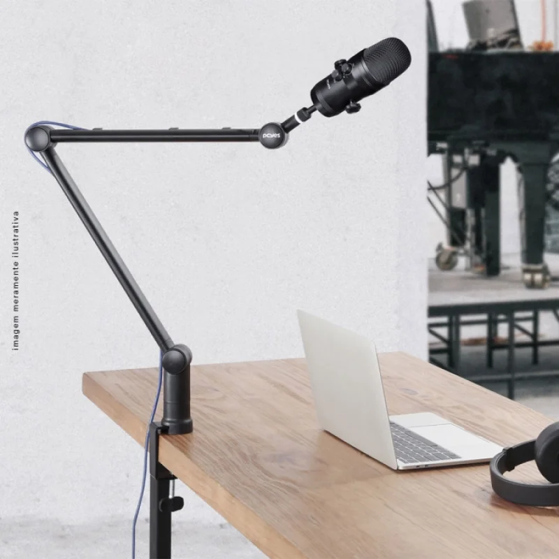 Imagem 2 de 5 do produto Suporte Para Microfone Profissional - Plmsmic01 - Setup Streaming Podcast