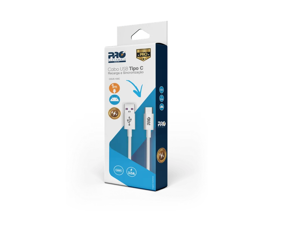 Cabo Proeletronic Carregador USB Lightning Iphone 2.4a 1m Casu-100l Branco