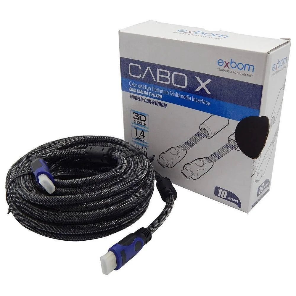 Imagem 2 de 3 do produto Cabo Para Tv Lcd Led HDMI M X HDMI M 1.4 Com Filtro - 10 Mts