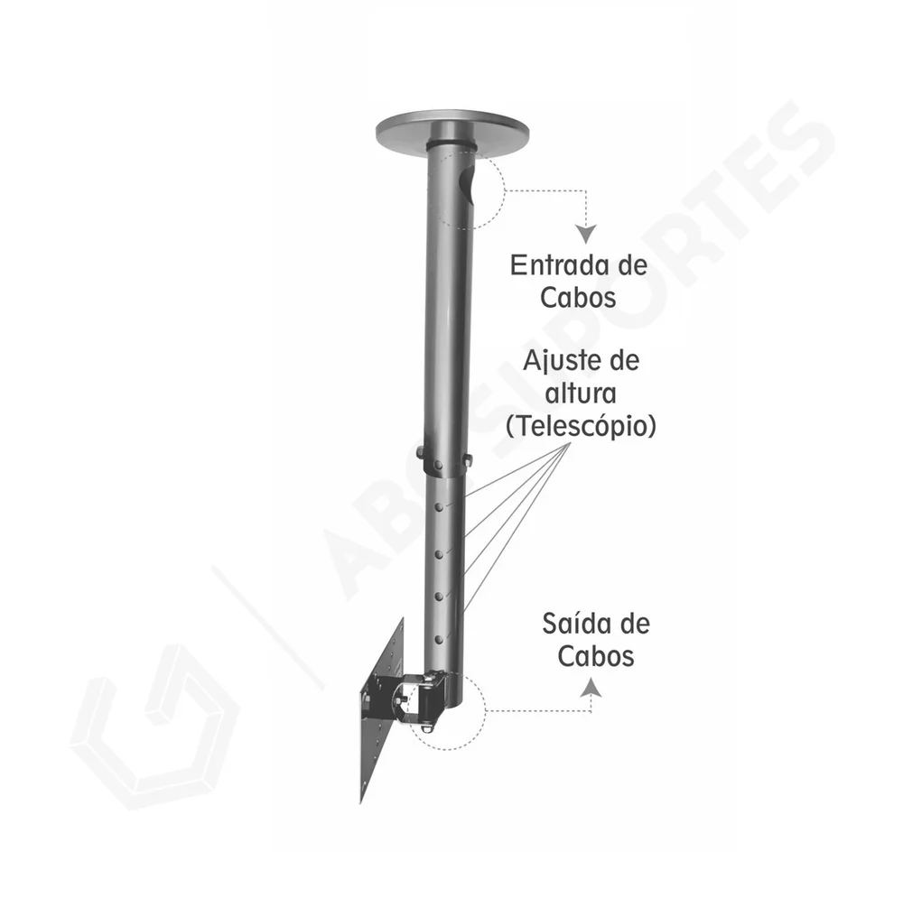 Imagem 2 de 5 do produto Suporte Tv Teto Telescópio 360° Inter Plus 10" À 60" Lidimar 1060.9b Cor:branco