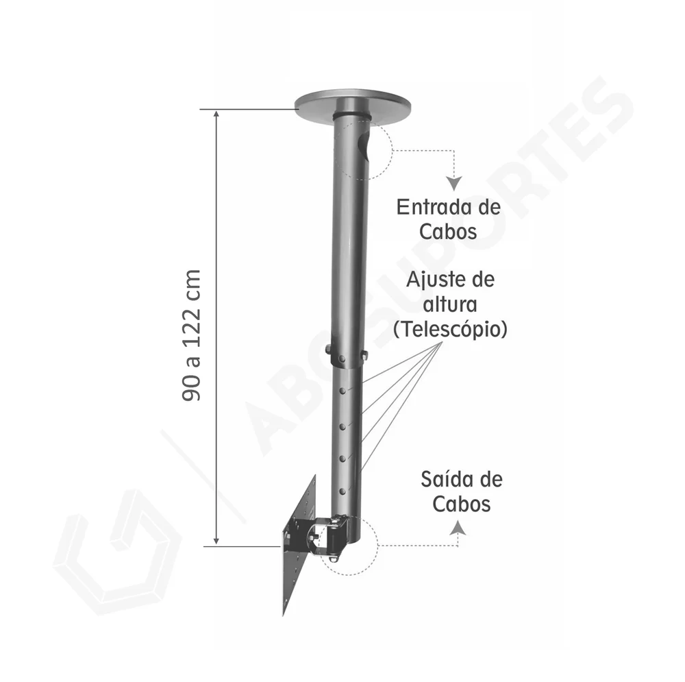 Imagem 4 de 5 do produto Suporte Tv Teto Telescópio 360° Inter Plus 10" À 60" Lidimar 1060.9c Cor:prata