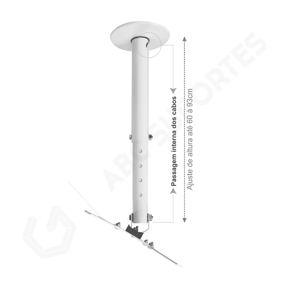 Imagem 4 de 5 do produto Suporte Tv Teto Com Inclinação Para Consultório Odontológico / Hospitalar 10 À 55 " - Lidimar Dt600 Cor:branco