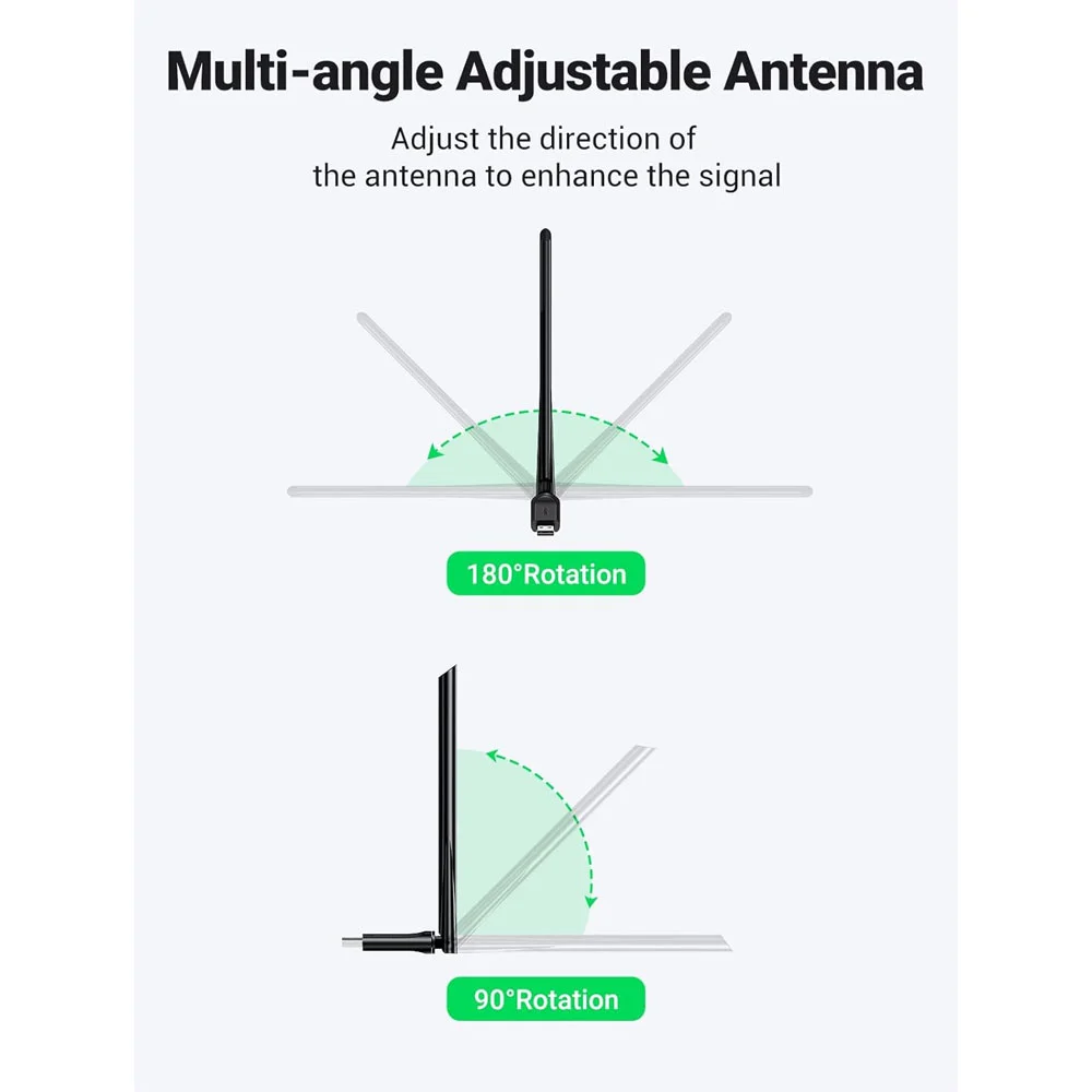 Imagem 2 de 5 do produto Adaptador Wifi Sem Fio Usb A Ugreen 2,4/5ghz Dual Band Preto