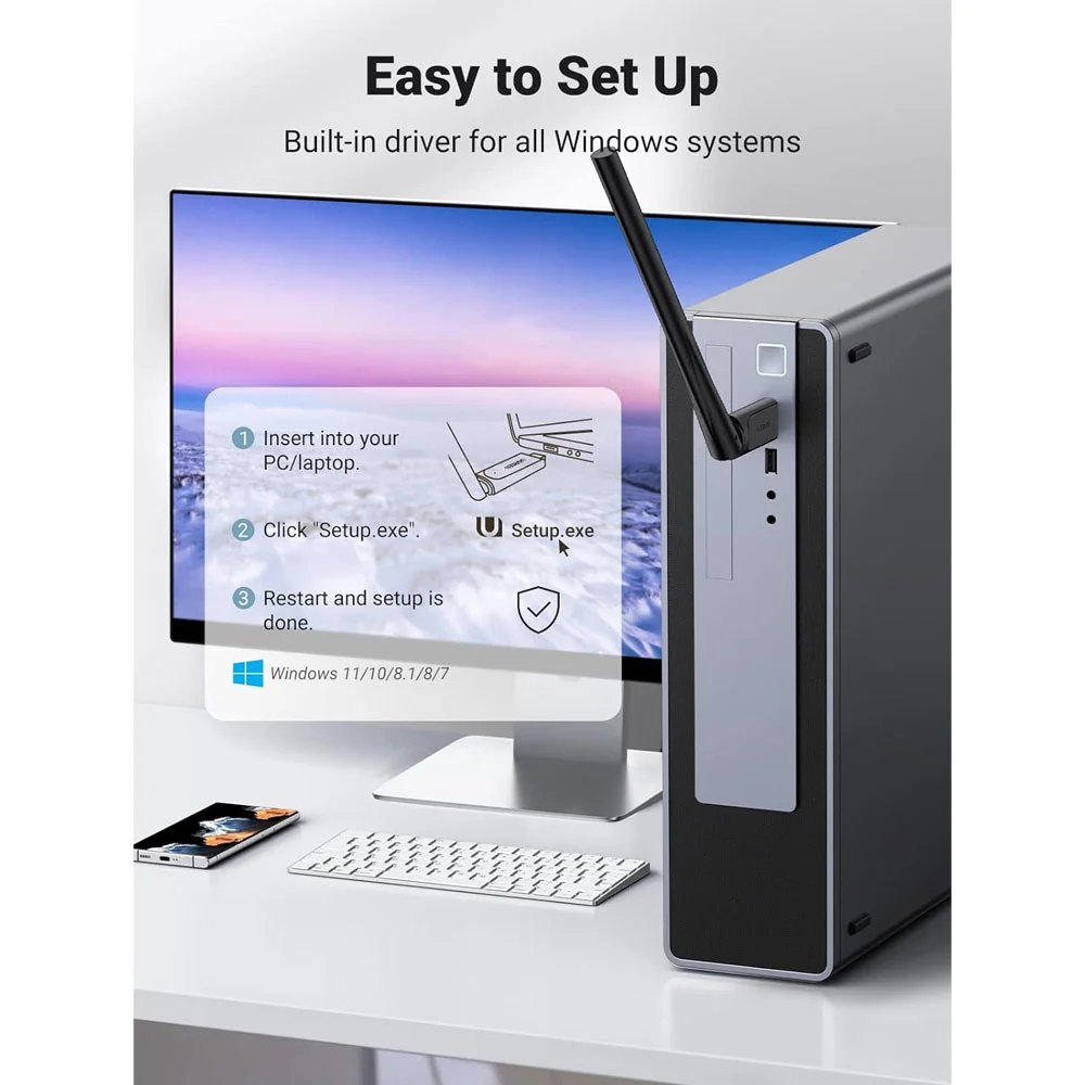 Imagem 3 de 5 do produto Adaptador Wifi Sem Fio Usb A Ugreen 2,4/5ghz Dual Band Preto