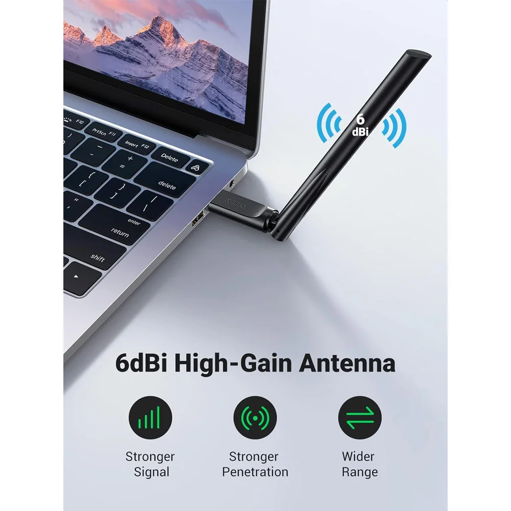 Imagem 4 de 5 do produto Adaptador Wifi Sem Fio Usb A Ugreen 2,4/5ghz Dual Band Preto