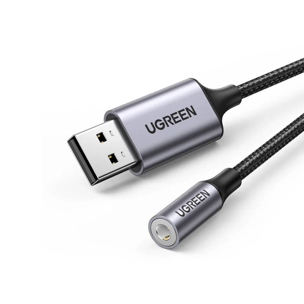 Imagem 2 de 5 do produto Adaptador Áudio Ugreen Usb A Macho P/3.5mm Fêmea Preto