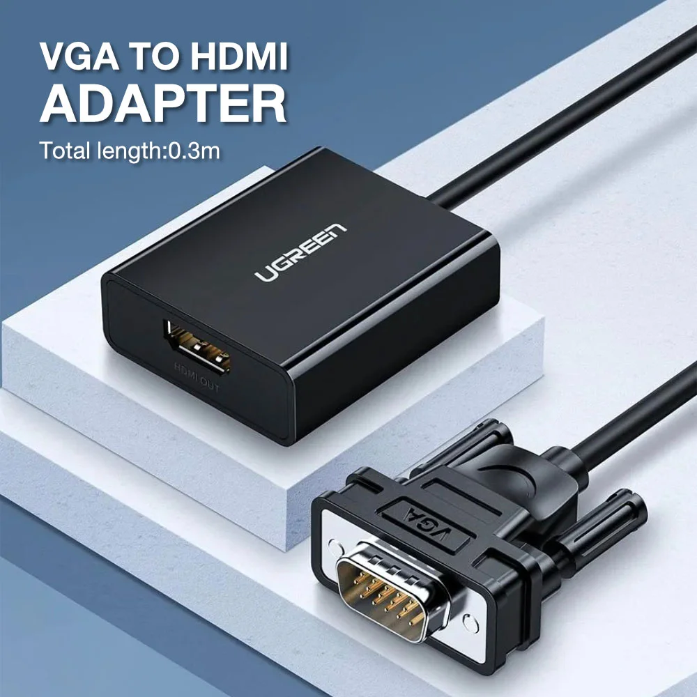 Imagem 4 de 5 do produto Adaptador De Vídeo Ugreen Vga P/ HDMI Macho/fêmea Preto